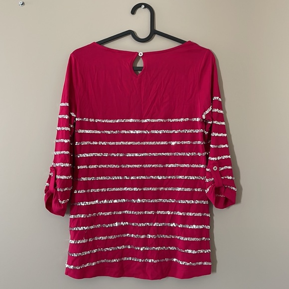 GUESS quarter sleeve sequin top - Picture 5 of 8